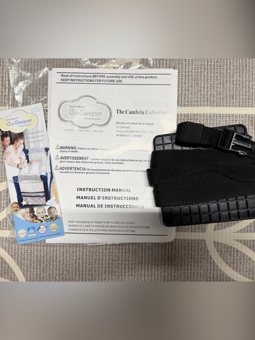 Sleeper Black Adjustable Safety Strap and Buckle for bassinet Use